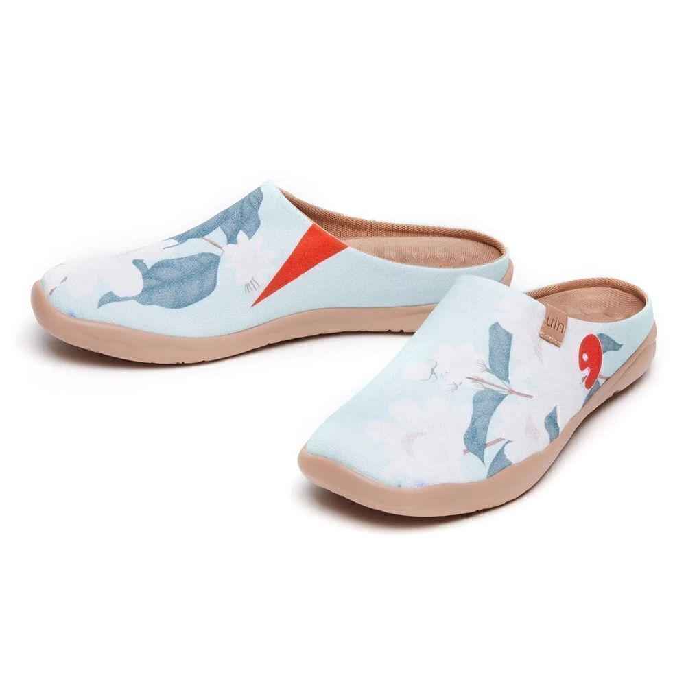UIN Women's Mules Comfort Shoes Casual Slip Ons (Minty Peony Slipper) - Picture 4 of 8